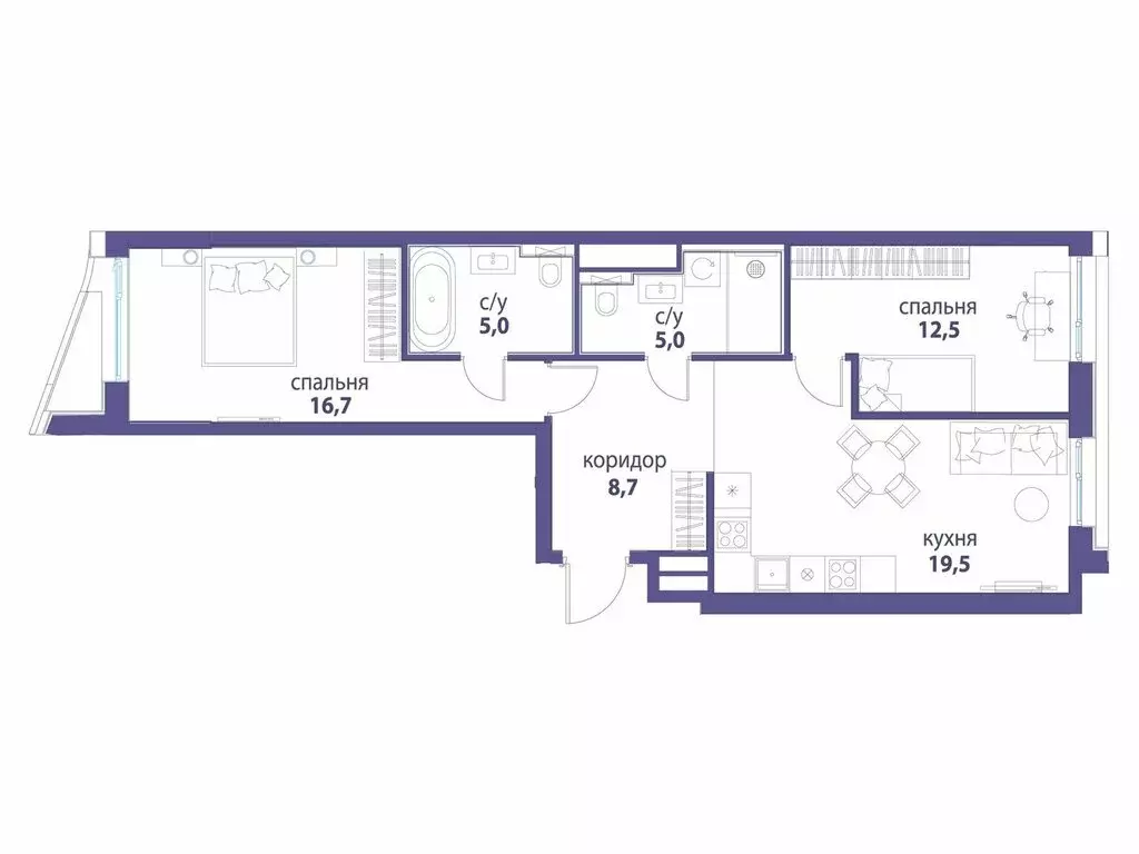 2-комнатная квартира: Москва, ЮВАО, район Лефортово, ЖК Символ (67.4 ... - Фото 1