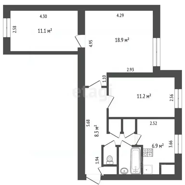 3-к кв. Вологодская область, Вожега рп ул. Октябрьская, 65А (62.5 м) - Фото 2