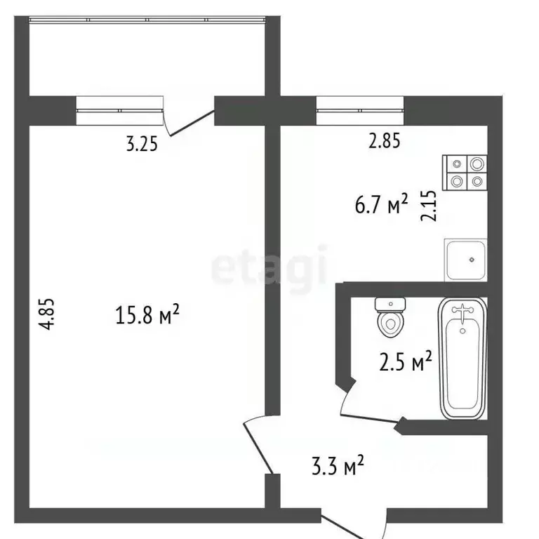 1-к кв. Коми, Усинск ул. Строителей, 3А (29.0 м) - Фото 1