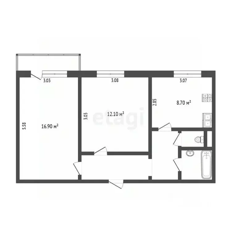 2-к кв. Тюменская область, Тюмень Восточный мкр, ул. Моторостроителей, ... - Фото 2
