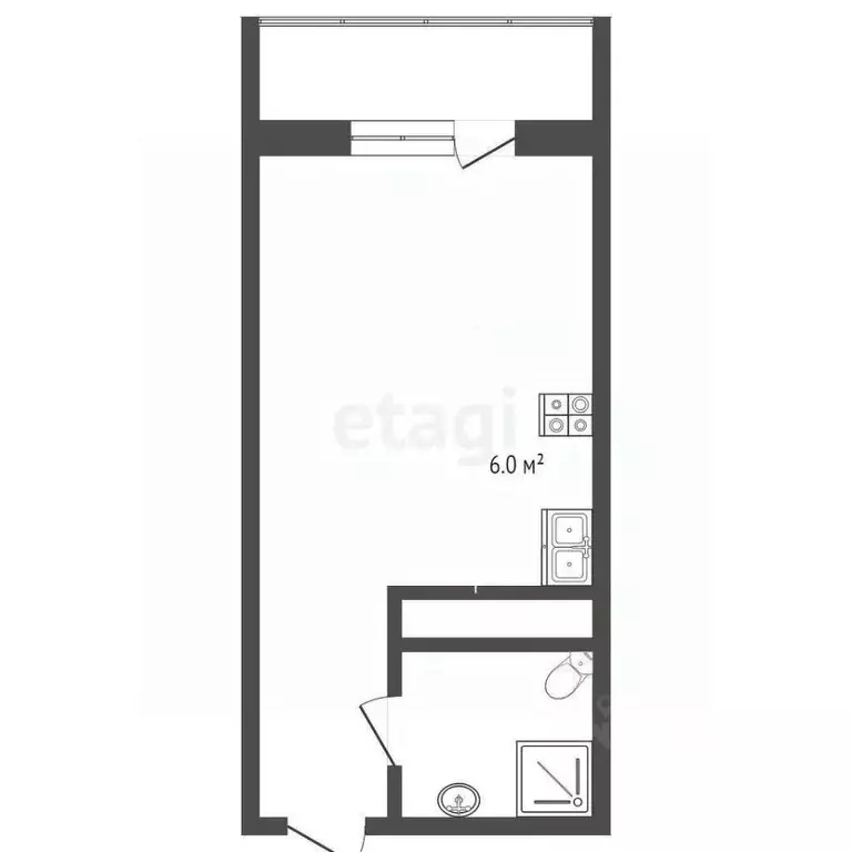 Студия Тюменская область, Тюмень ул. Тимофея Чаркова, 28 (24.0 м) - Фото 1