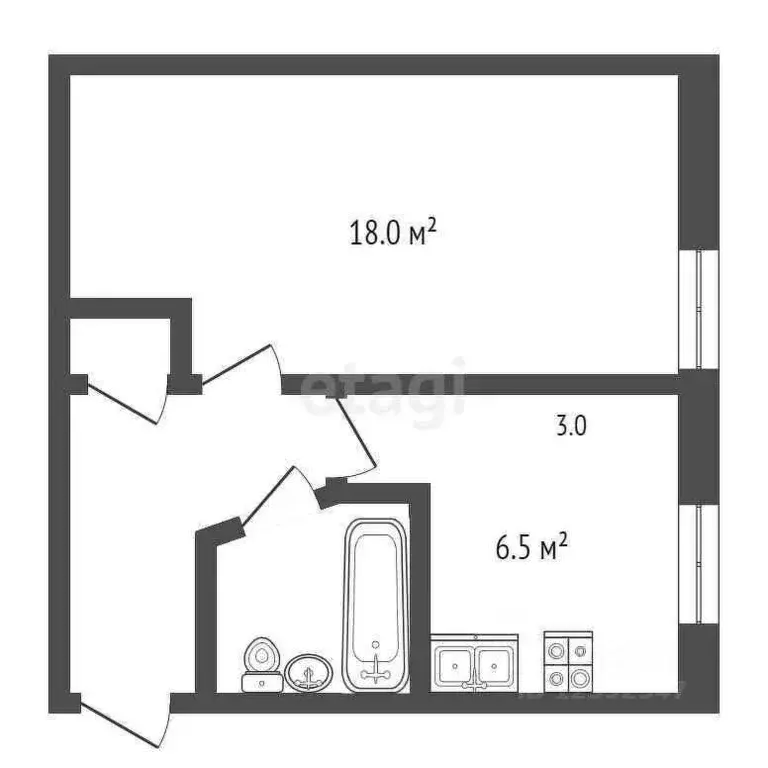 1-к кв. Крым, Симферополь ул. Горького (31.0 м) - Фото 1