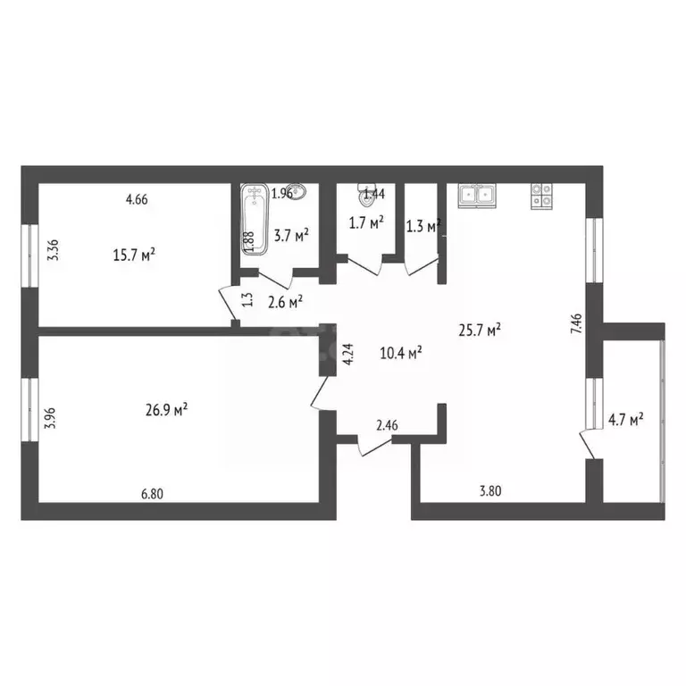 2-к кв. Ямало-Ненецкий АО, Тарко-Сале Пуровский район, ул. Республики, ... - Фото 2