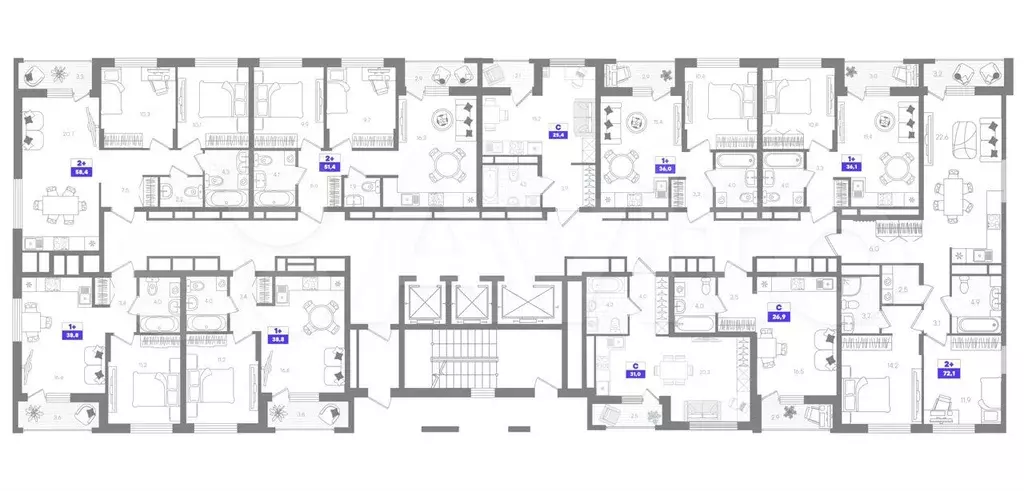 1-к. квартира, 38,8 м, 15/22 эт. - Фото 1