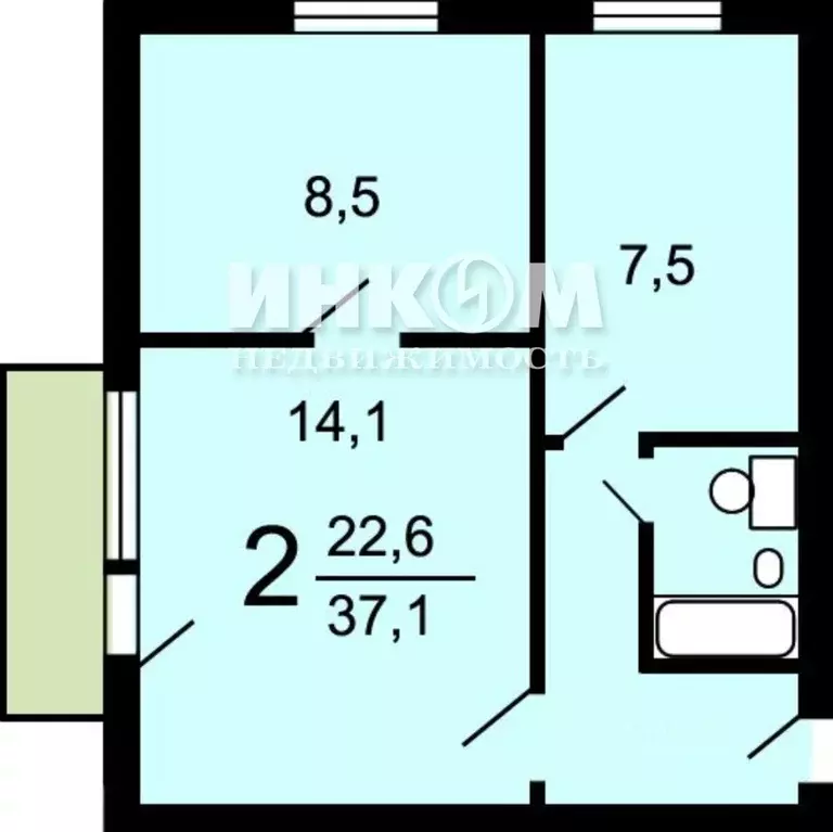 2-к кв. Москва Хорошевское ш., 76К5 (37.1 м) - Фото 2
