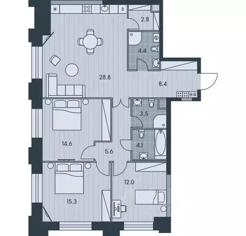 4-к кв. Москва Эвер жилой комплекс (99.5 м) - Фото 0