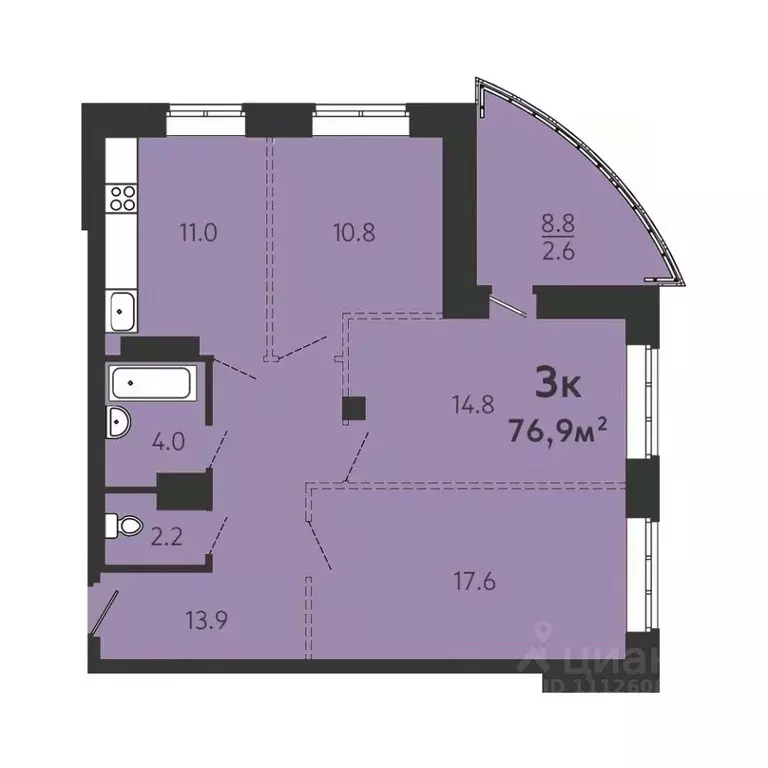 3-к кв. Омская область, Омск ул. 8-я Линия, 197А (73.8 м) - Фото 0