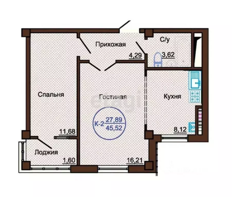 2-к кв. Костромская область, Кострома Московская ул., 35 (45.9 м) - Фото 1