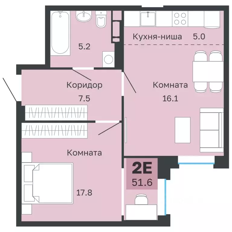 2-к кв. Пермский край, Пермь Парковый просп., 24 (51.6 м) - Фото 1