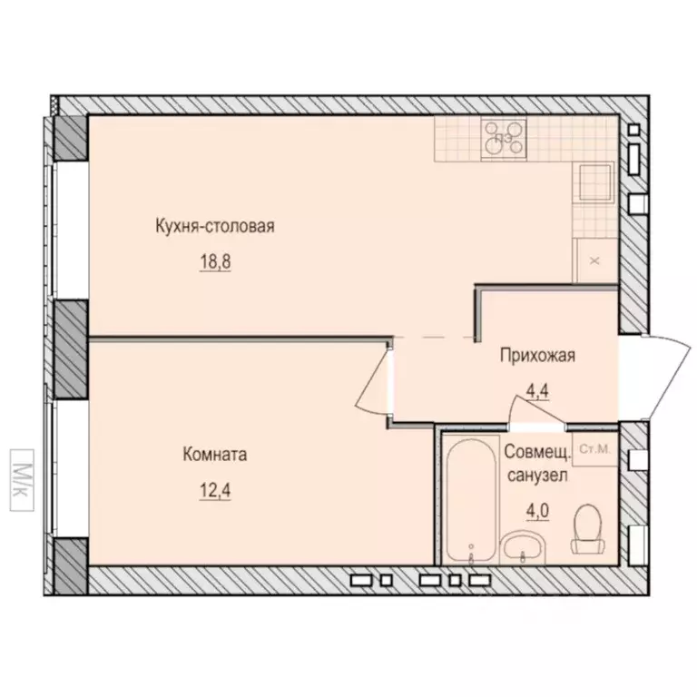 1-к кв. Удмуртия, Завьяловский район, с. Первомайский Санвилл жилой ... - Фото 1