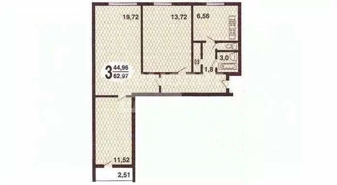 3-к кв. Москва 3-й Дорожный проезд, 6К2 (63.0 м) - Фото 2
