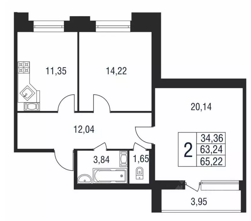 2-к кв. Санкт-Петербург ул. Александра Матросова, 8к1 (65.0 м) - Фото 1
