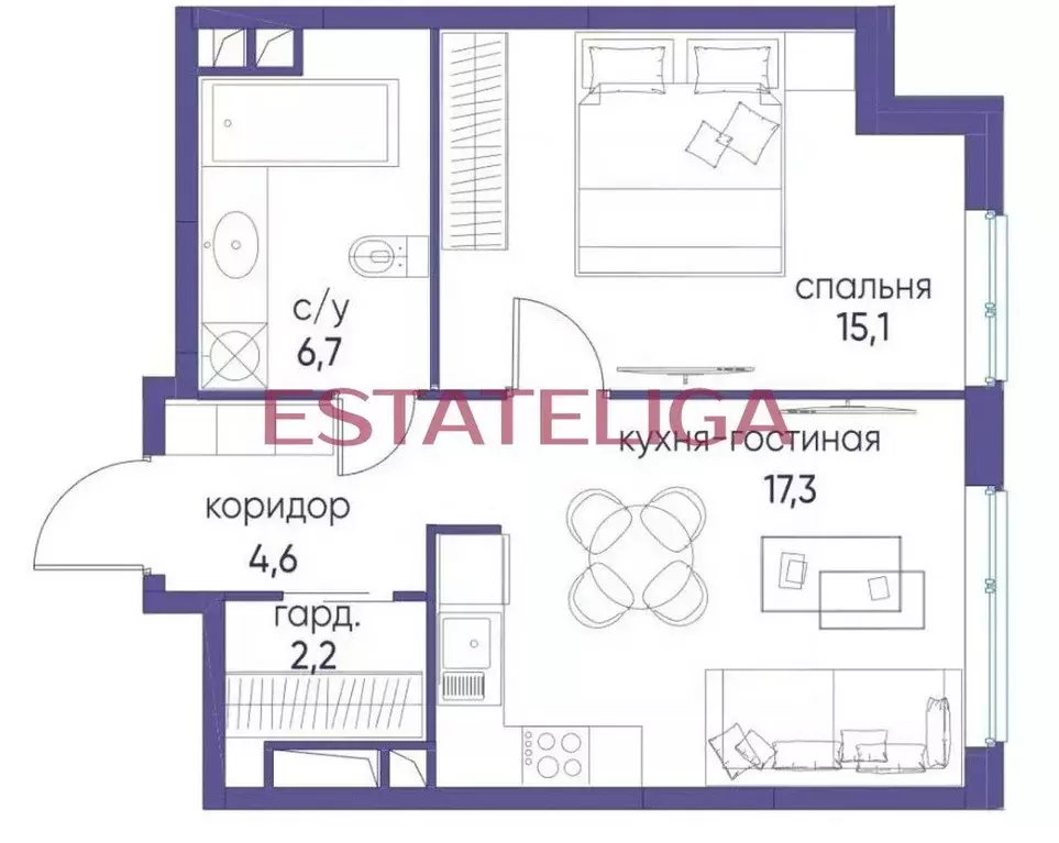 1-к кв. Москва ул. Нижние Мневники, 7 (46.0 м) - Фото 1