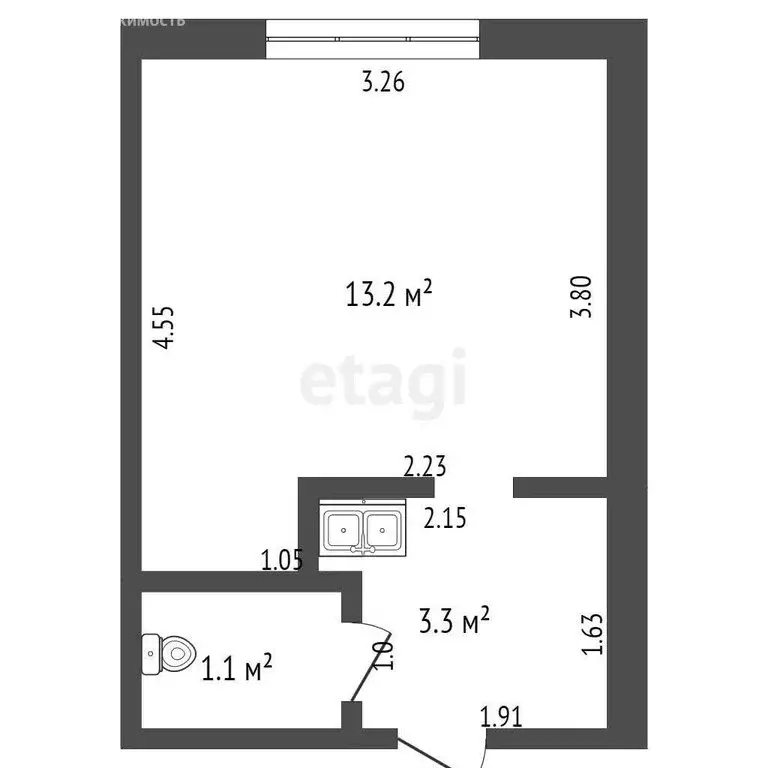 Квартира-студия: Стерлитамак, улица Худайбердина, 170 (17.8 м) - Фото 0