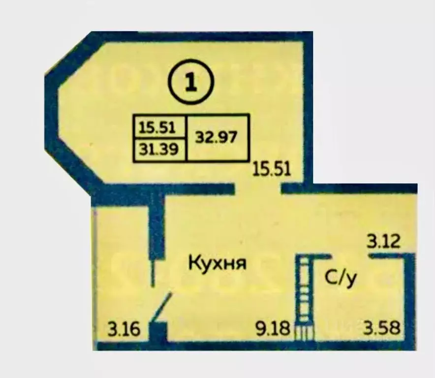 1-к кв. Оренбургская область, Оренбург ул. Рокоссовского, 3 (33.0 м) - Фото 0