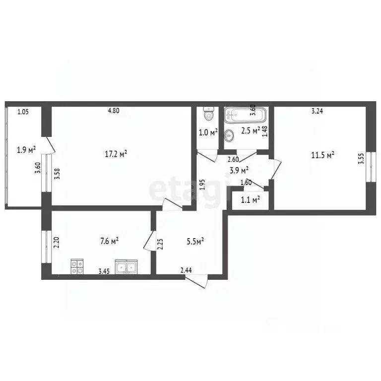 2-к кв. Смоленская область, Дорогобуж ул. Чистякова, 6 (50.3 м) - Фото 1