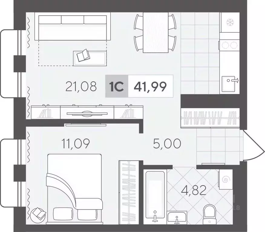 1-к кв. Тюменская область, Тюмень Скандиа.Квартал в Комарово Парк ... - Фото 1