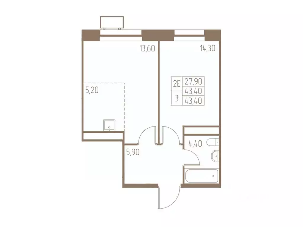 2-к кв. Московская область, Пушкино Фабрикант жилой комплекс, 1 (43.4 ... - Фото 1