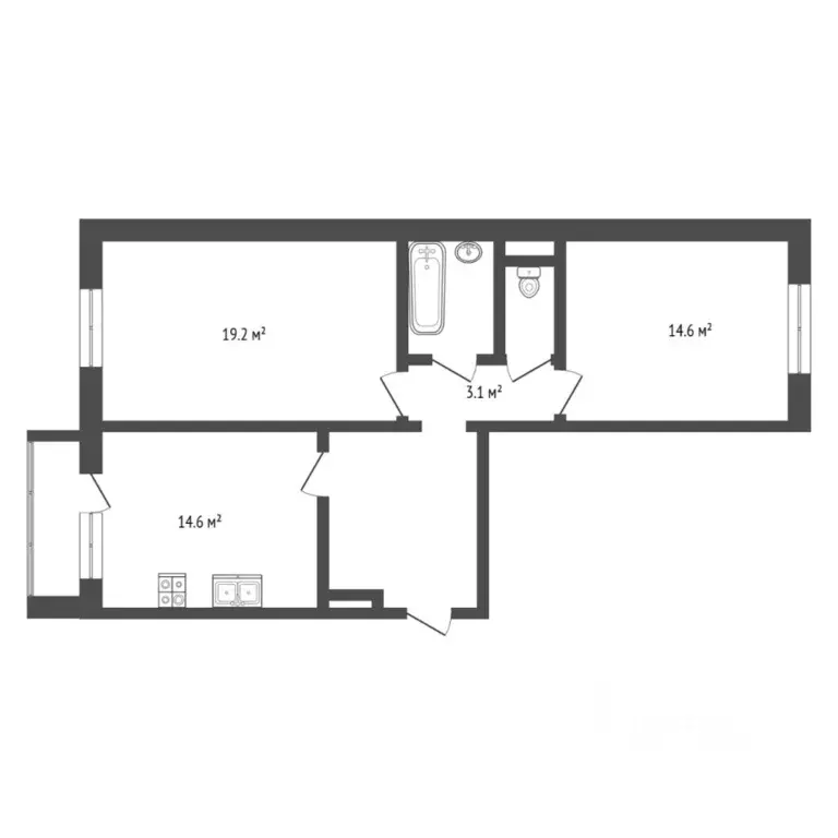2-к кв. Тюменская область, Тюмень ул. Бориса Опрокиднева, 12 (66.1 м) - Фото 2
