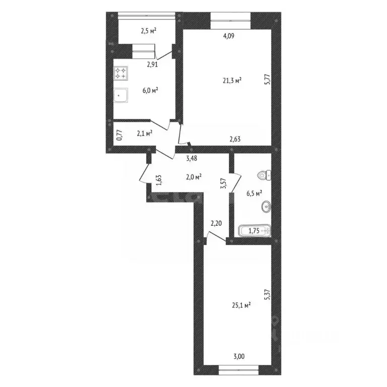 2-к кв. Башкортостан, Уфа ул. Энтузиастов, 13 (63.6 м) - Фото 2