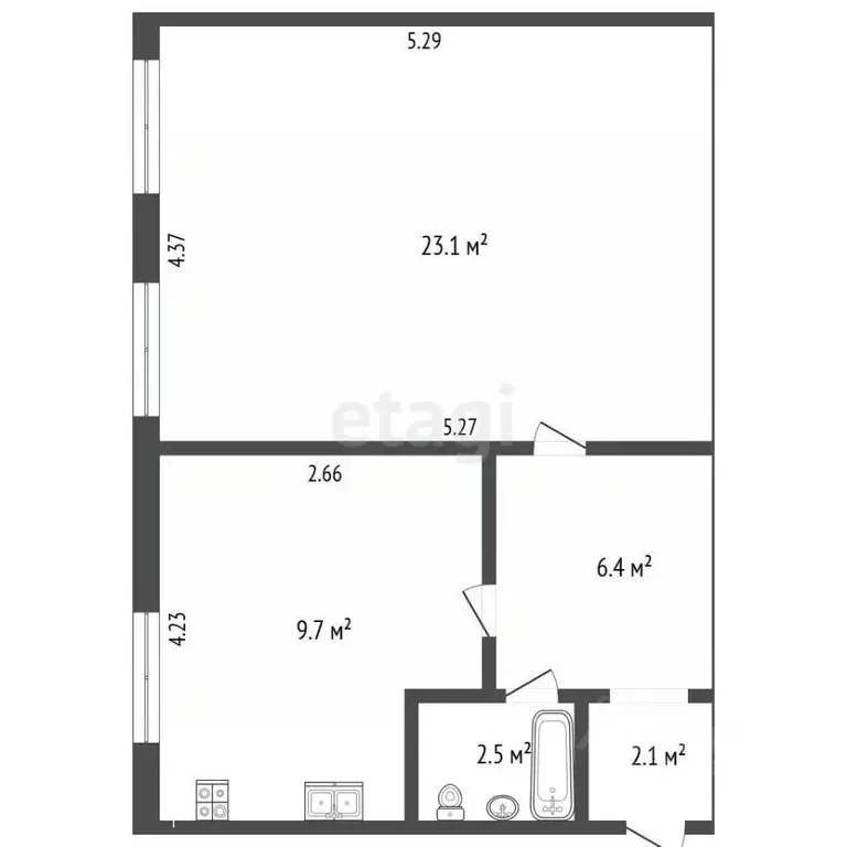 1-к кв. Севастополь просп. Юрия Гагарина, 41 (48.3 м) - Фото 2
