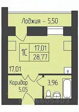 Студия Новосибирская область, Новосибирск ул. Юности, 7 (28.77 м) - Фото 0