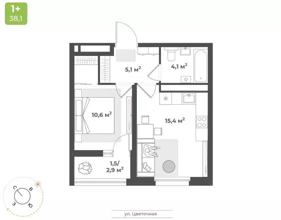 1-к кв. Тверская область, Тверь Соминка мкр,  (36.7 м) - Фото 1