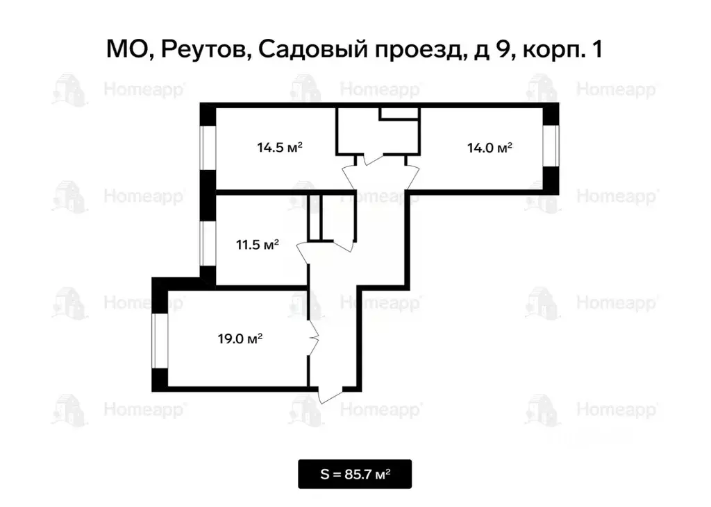 3-к кв. Московская область, Реутов Садовый проезд, 9 (85.7 м) - Фото 1