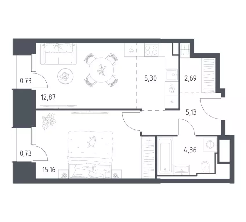 1-комнатная квартира: Красногорск, жилой комплекс Спутник, 19 (46.97 ... - Фото 1