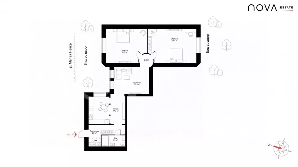 3-к кв. Санкт-Петербург Каменноостровский просп., 73-75 (96.1 м) - Фото 2