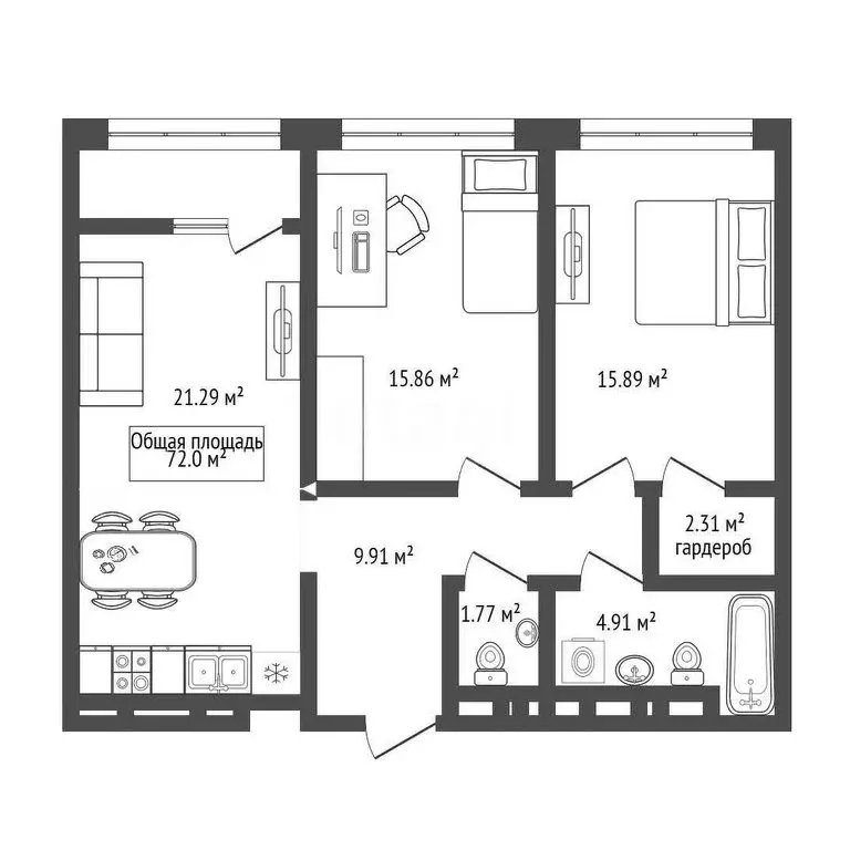 3-комнатная квартира: Новосибирск, Большевистская улица, 94 (72 м) - Фото 0