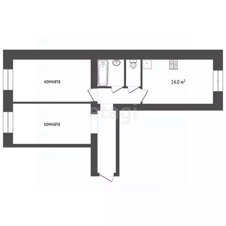 2-к кв. Вологодская область, Вологда ул. Гагарина, 80В (61.0 м) - Фото 1