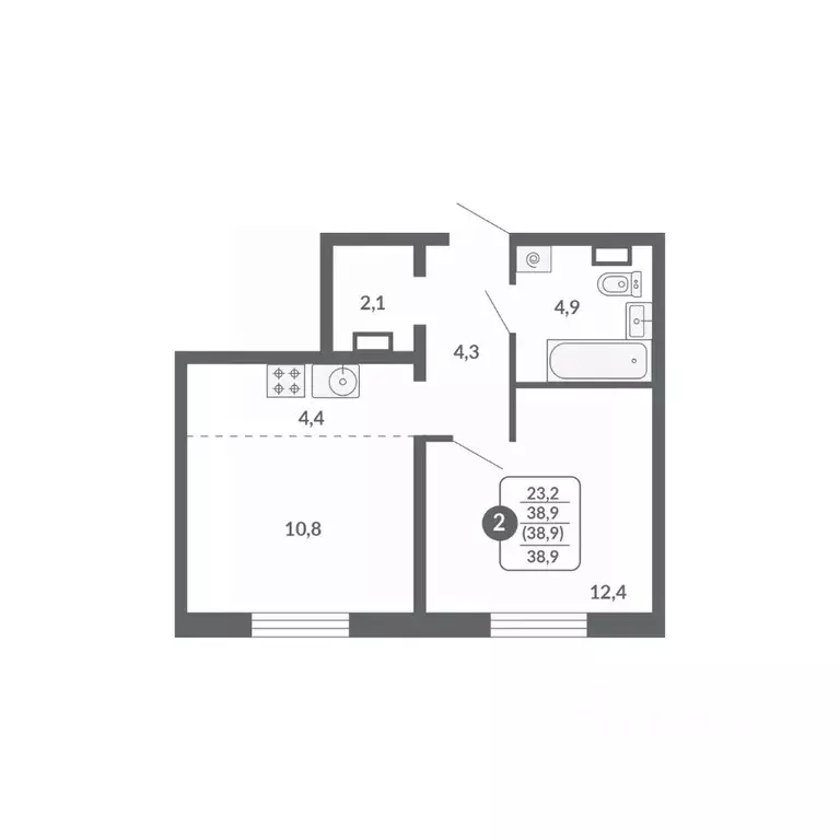 2-к кв. Кировская область, Киров ул. Потребкооперации, 34 (38.9 м) - Фото 1