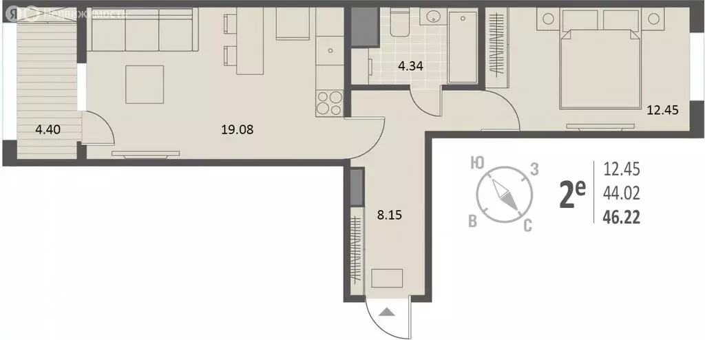 1-комнатная квартира: Воронеж, Краснознамённая улица, 72 (46.22 м) - Фото 0