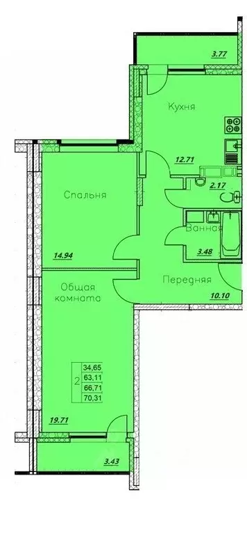 2-к кв. Воронежская область, Воронеж ул. Димитрова, 131 (64.0 м) - Фото 0