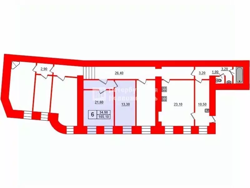 Комната Санкт-Петербург ул. Чайковского, 6 (34.9 м) - Фото 1