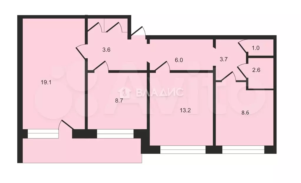 3-к. квартира, 73,5 м, 8/9 эт. - Фото 0