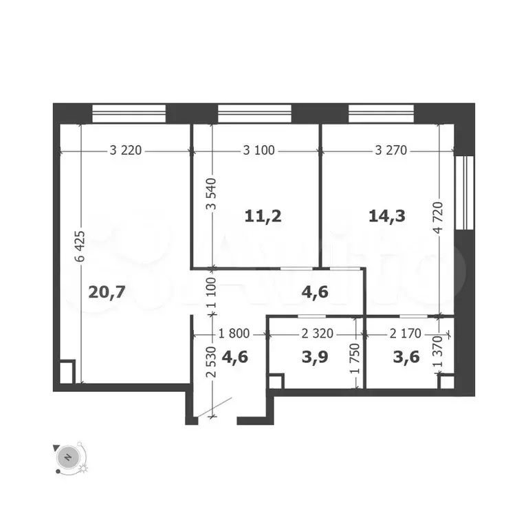 2-к. квартира, 62,9 м, 15/31 эт. - Фото 1