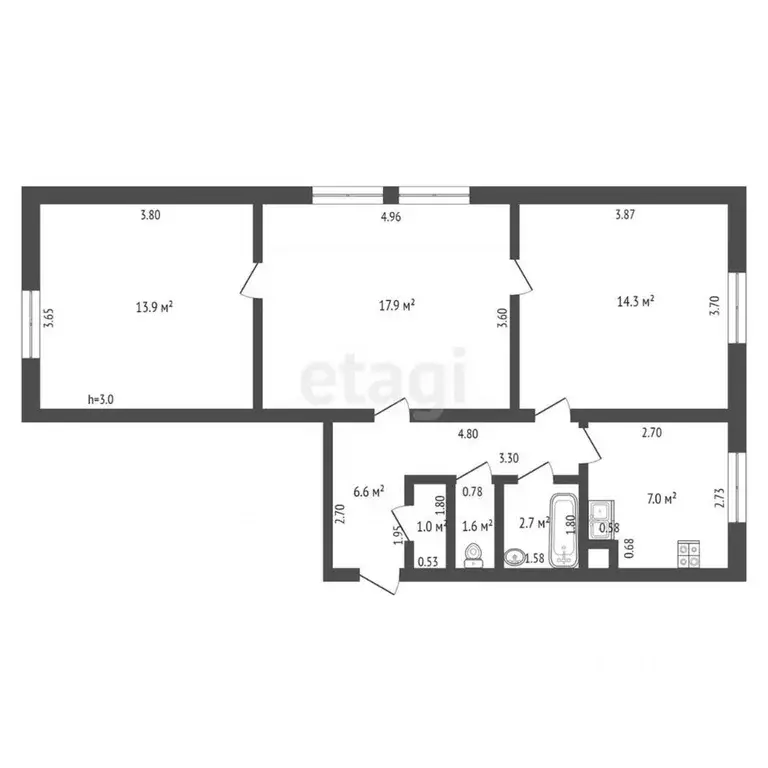 3-к кв. Башкортостан, Стерлитамак Первомайский мкр, ул. ... - Фото 2