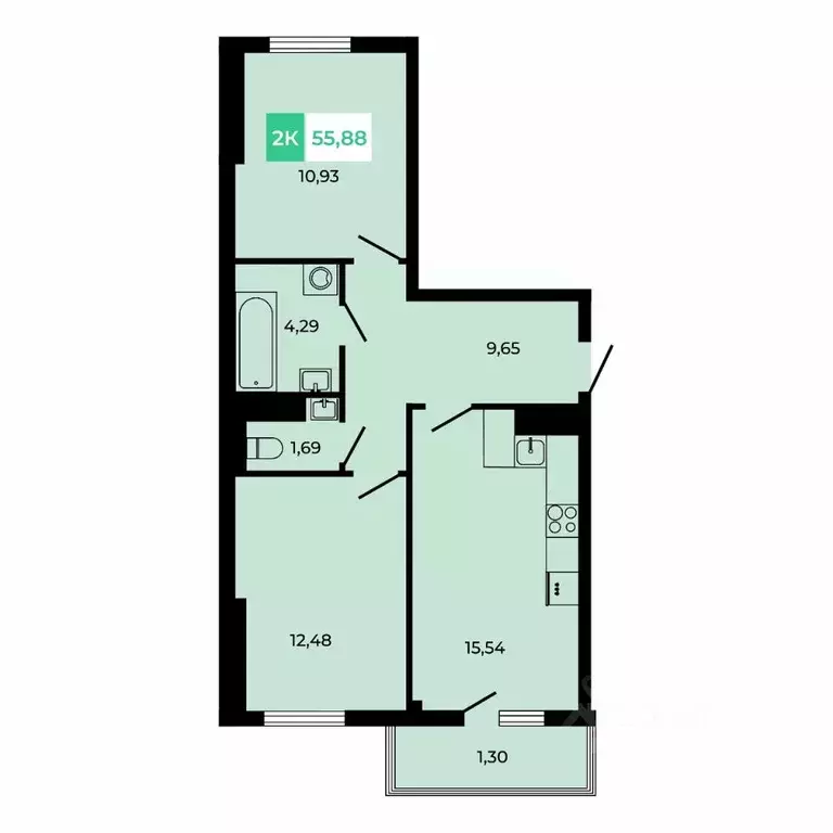 2-к кв. Ростовская область, Аксайский район, Щепкинское с/пос, пос. ... - Фото 1