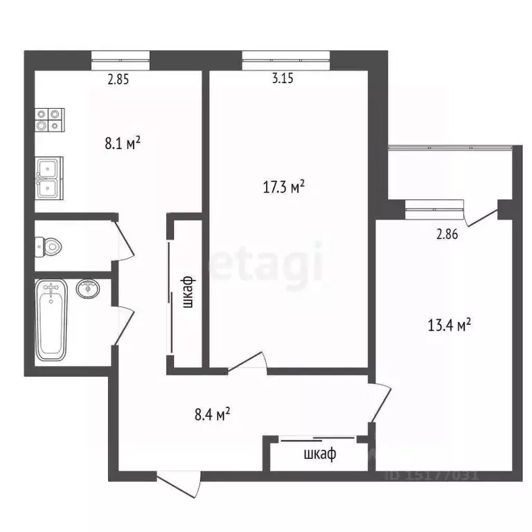 2-к кв. Ямало-Ненецкий АО, Новый Уренгой Мирный мкр, 1/4 (54.0 м) - Фото 2