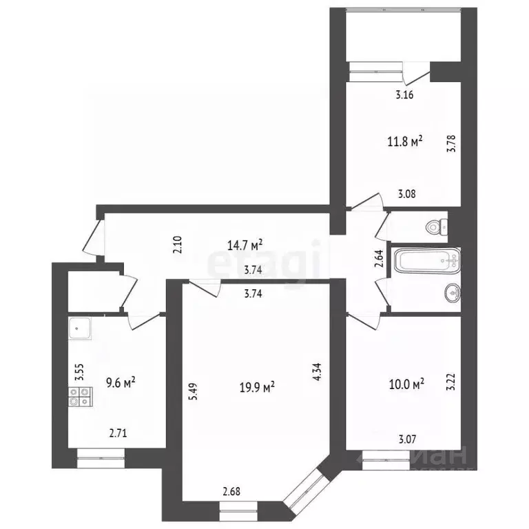 3-к кв. Москва 3-й Нижнелихоборский проезд, 16К1 (72.3 м) - Фото 1