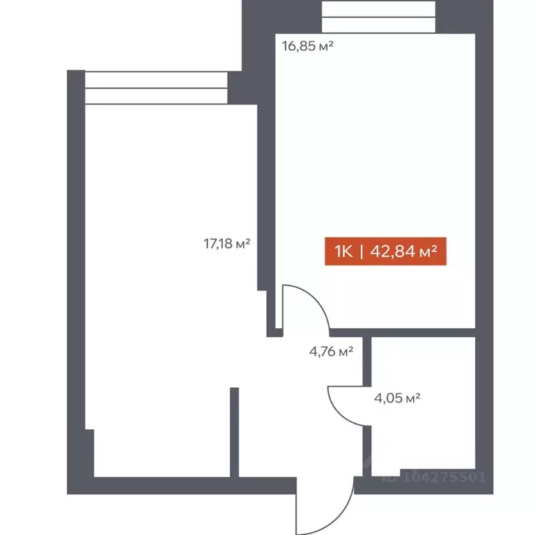 1-к кв. Томская область, Томск Красноармейская ул., 144 (42.84 м) - Фото 1