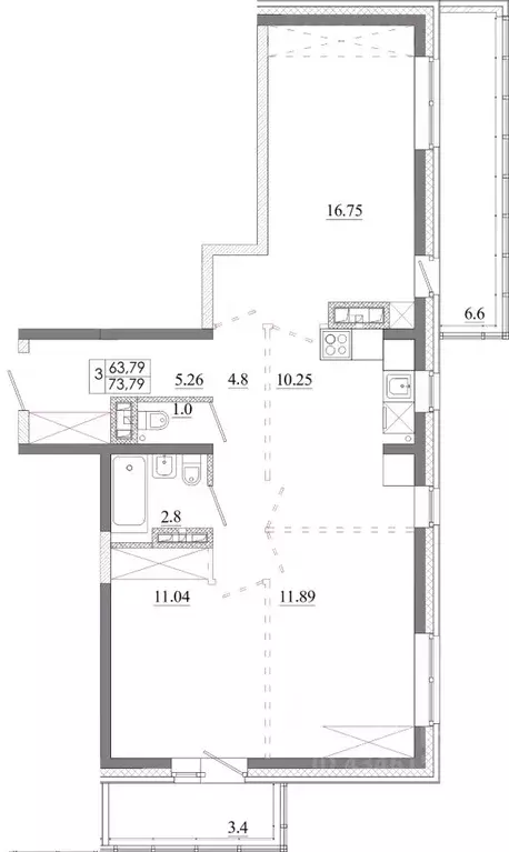 3-к кв. Иркутская область, Иркутск Ново-Ленино мкр,  (73.79 м) - Фото 0