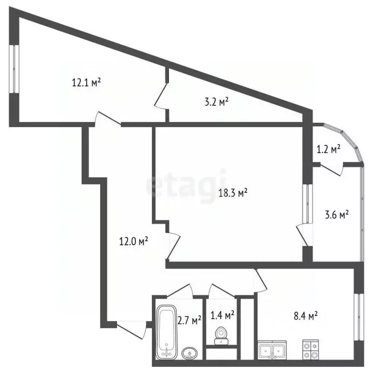 2-к кв. Калужская область, Калуга ул. Калужского Ополчения, 9 (58.6 м) - Фото 2