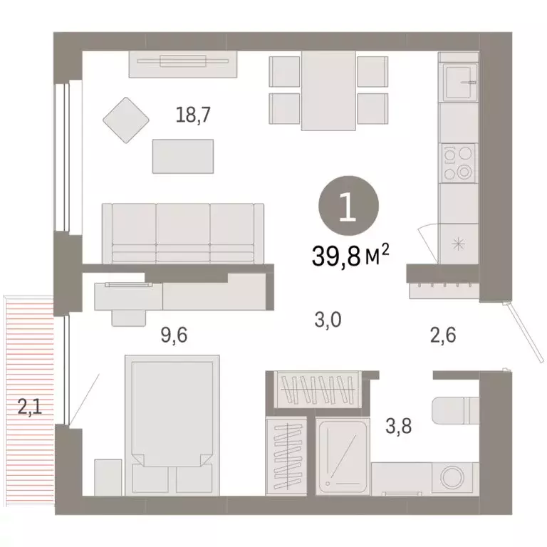 1-комнатная квартира: Новосибирск, квартал Лебедевский, 1/3 (39.8 м) - Фото 1