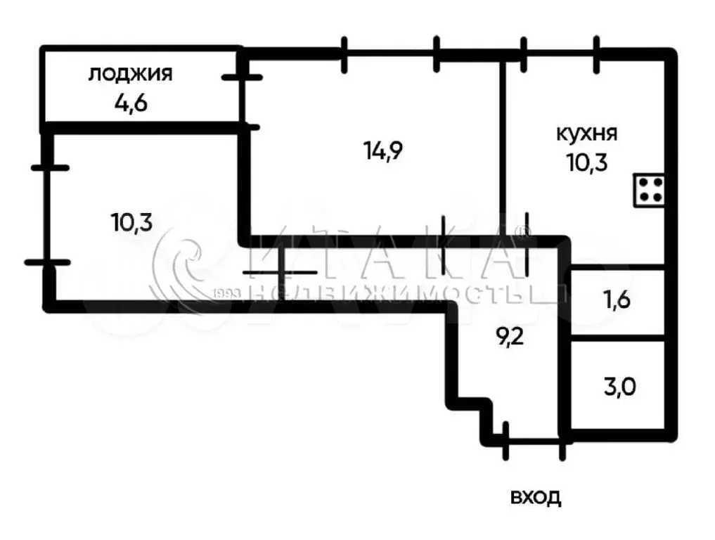 2-к. квартира, 53,9 м, 2/12 эт. - Фото 0