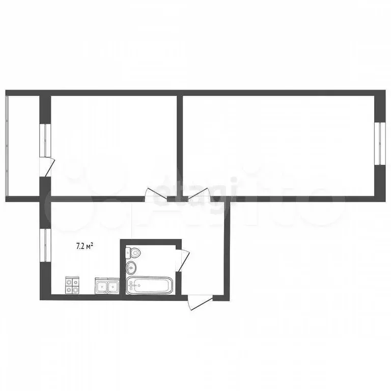2-к. квартира, 44,5 м, 5/5 эт. - Фото 0