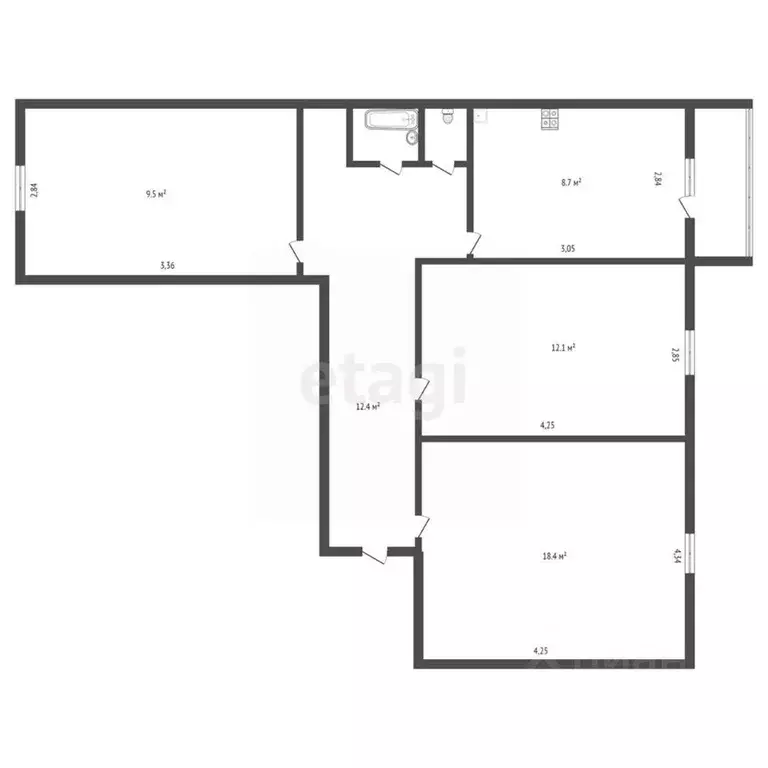 3-к кв. Амурская область, Благовещенск ул. Мухина, 31 (66.1 м) - Фото 1