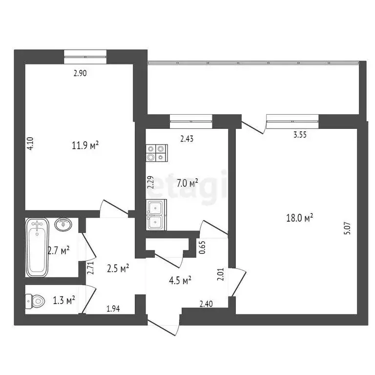 2-комнатная квартира: Ульяновск, улица Ефремова, 46 (48.7 м) - Фото 0
